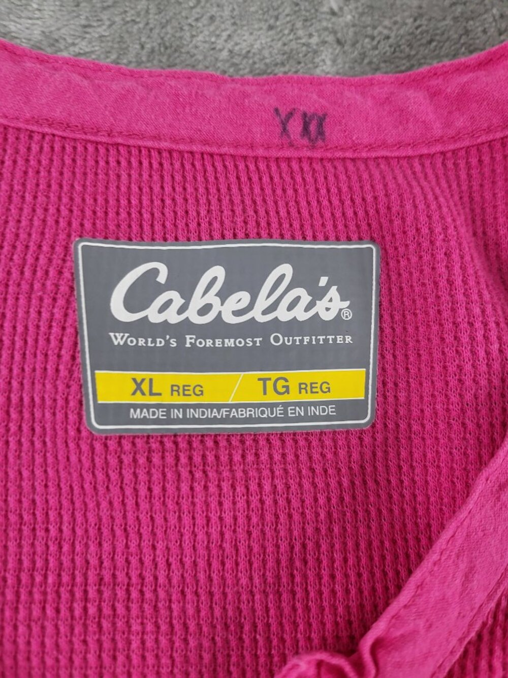 Cabela’s Women’s Pink Waffle Knit Henley Long Sleeve Shirt Top XL - Picture 5 of 5